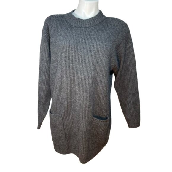 New Vintage Express Tricot lambswool angora gray sweater front pockets vintage - Picture 1 of 9